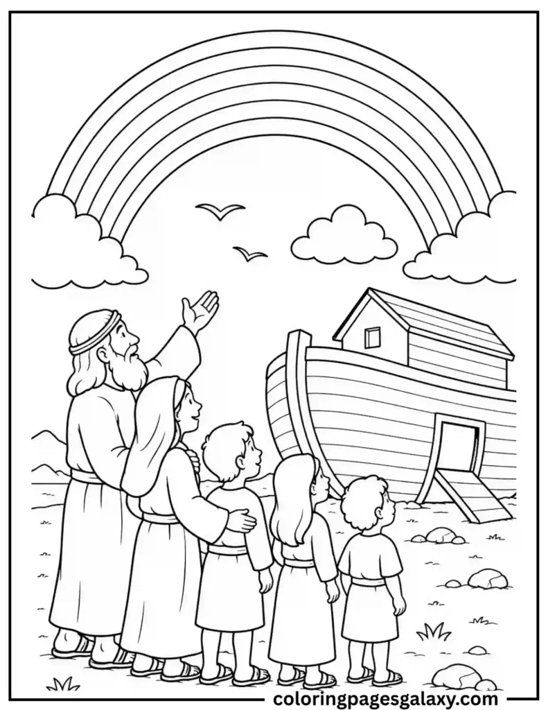 Noah’s Ark Rainbow Coloring Page