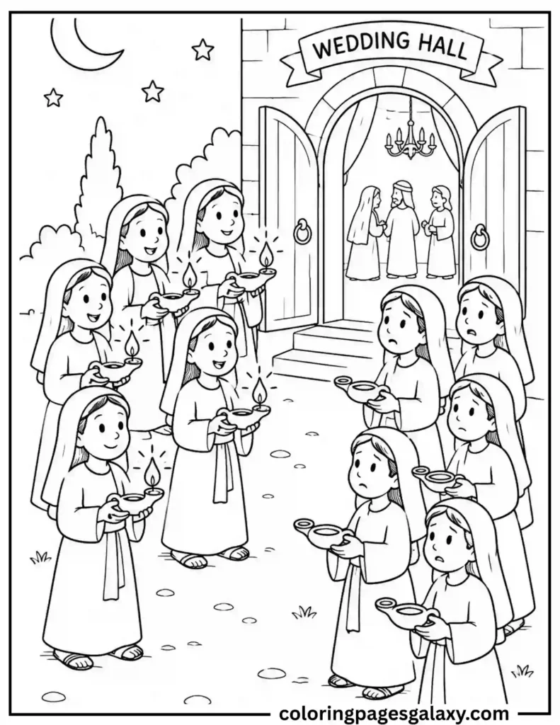 Parable Of The 10 Virgins Coloring Page