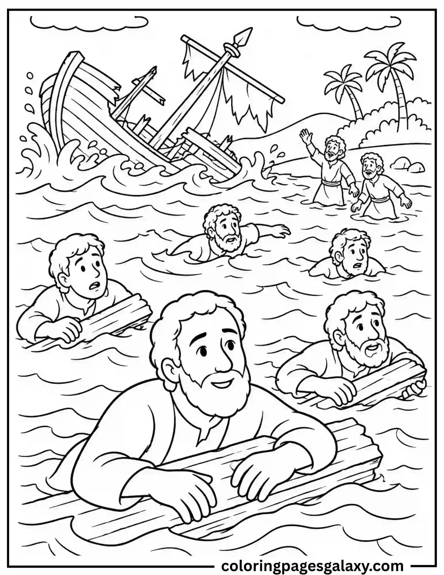 Paul Shipwreck Coloring Page