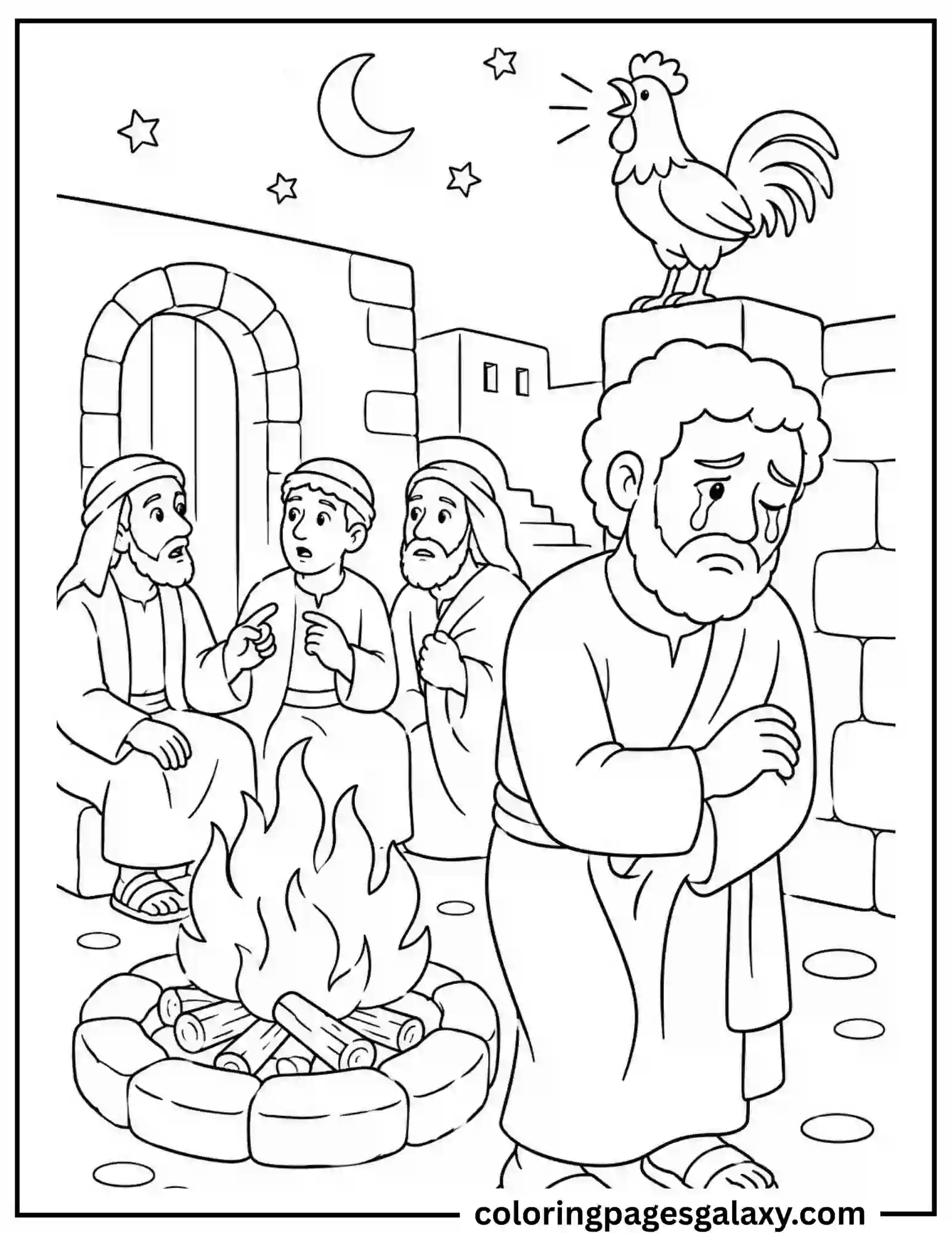 Peter Denies Jesus Coloring Page