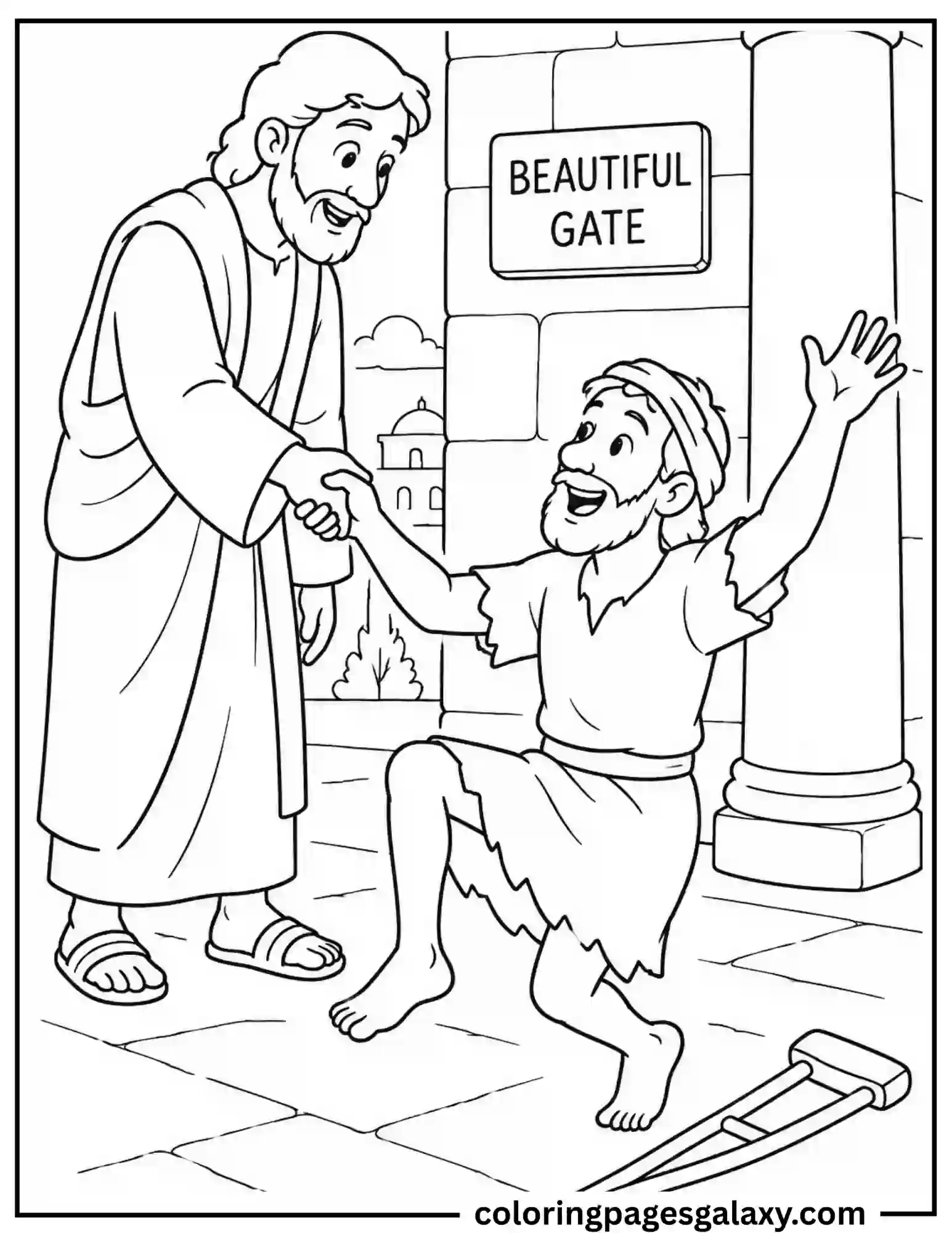 Peter Heals The Lame Man Coloring Page