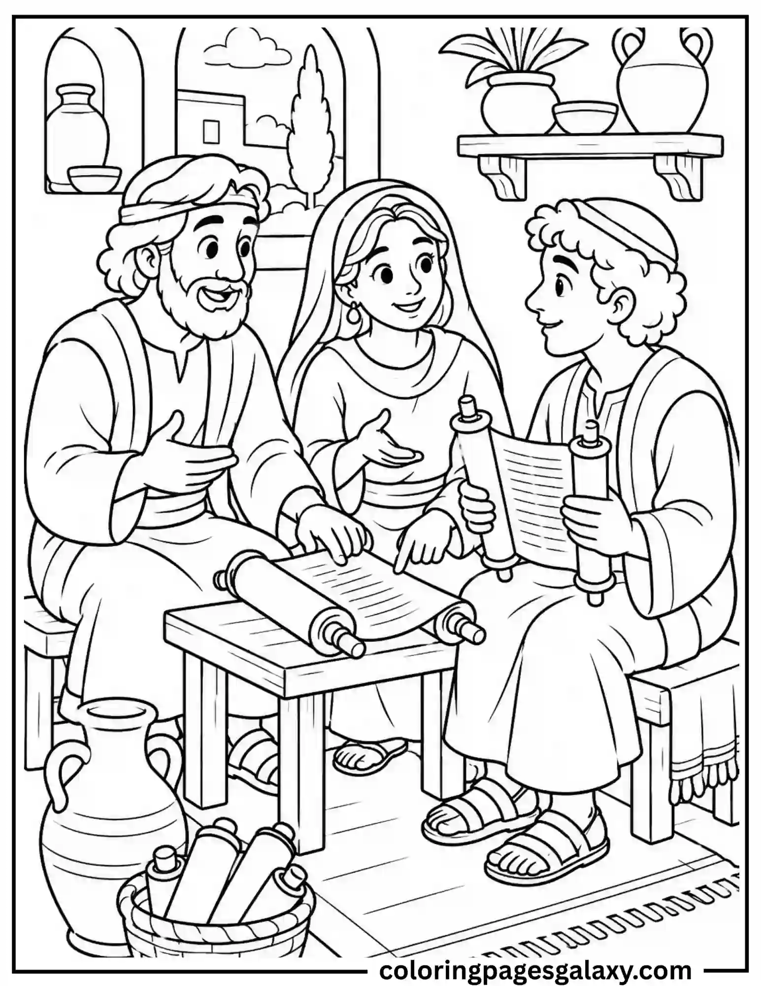 Priscilla And Aquila Teach Apollos Coloring Page
