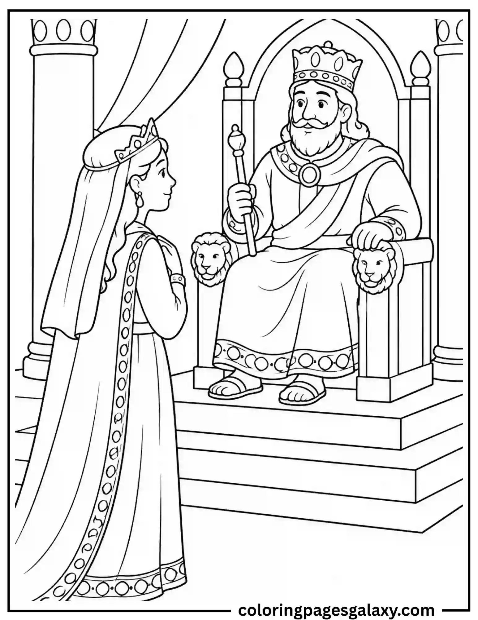 Queen Esther Standing Before King Coloring Page