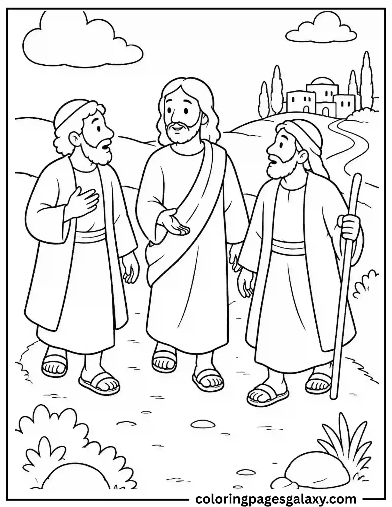 Road To Emmaus Coloring Page