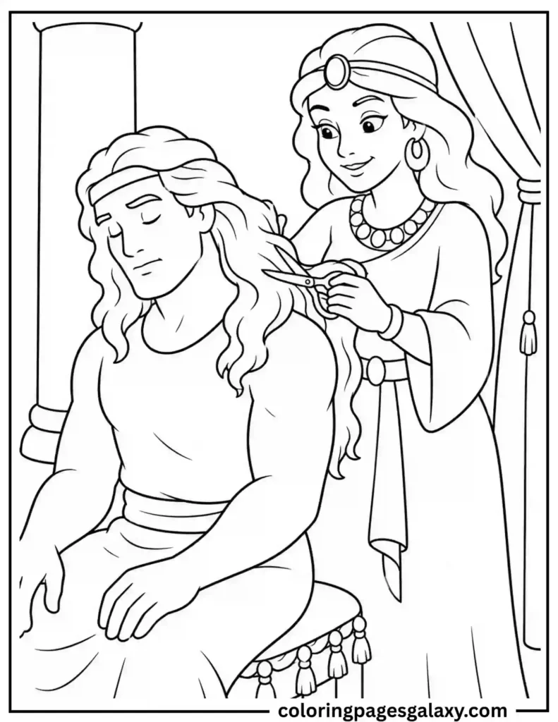 Samson And Delilah Coloring Page For Kids