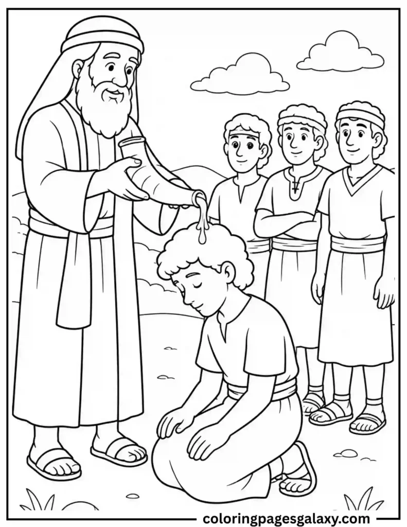 Samuel Anoints David Coloring Page