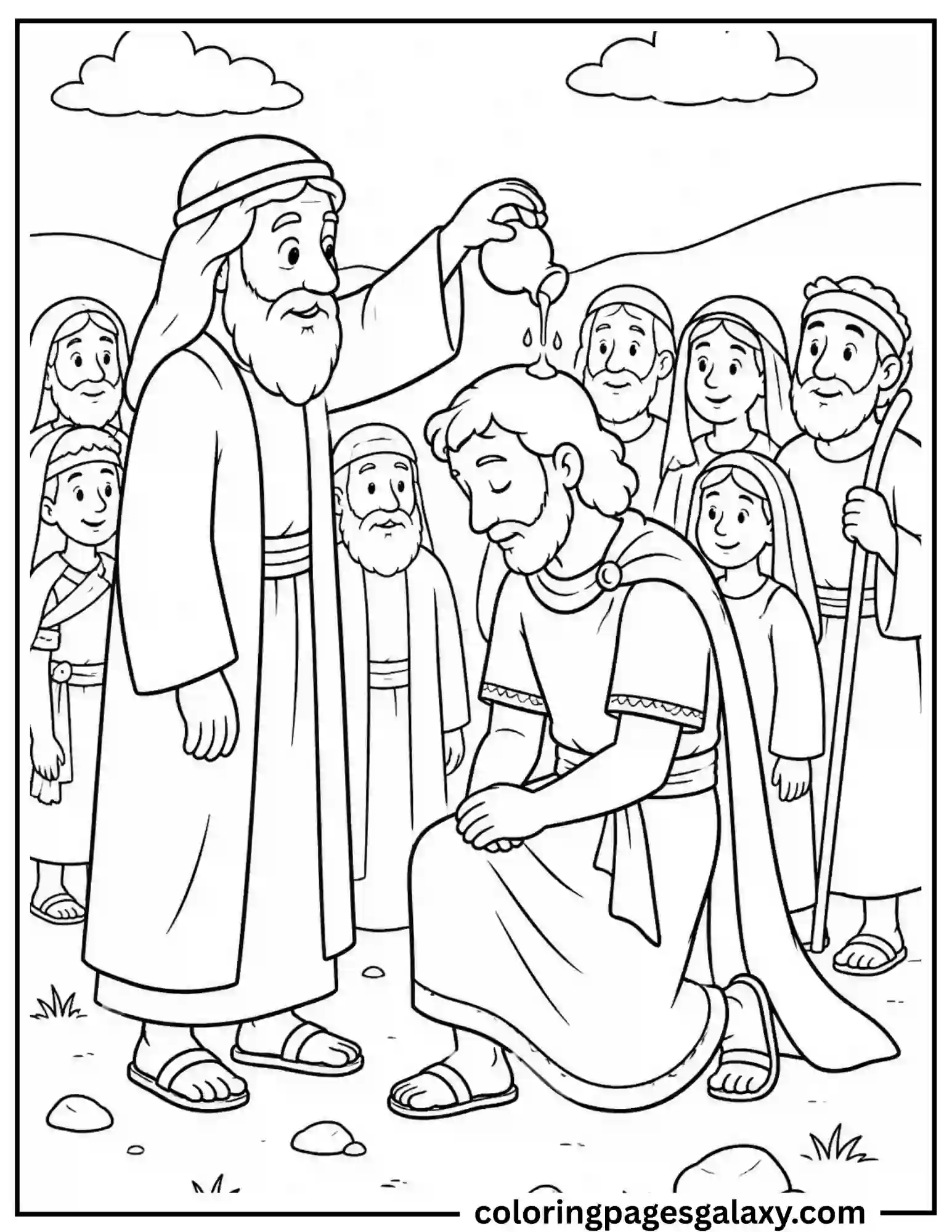 Samuel Anoints Saul As King Coloring Page