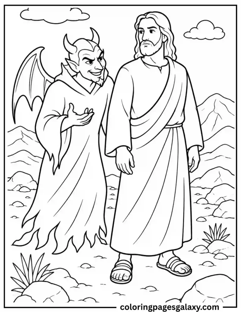 Temptation Of Jesus Coloring Page