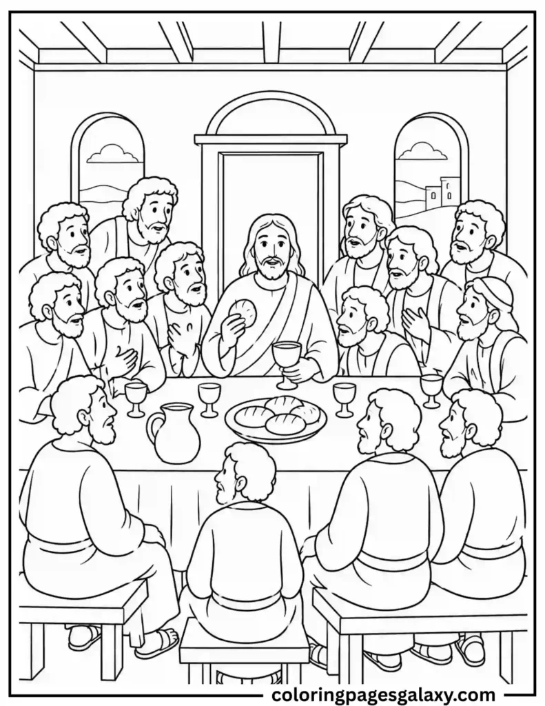 The Last Supper Coloring Page For Kids