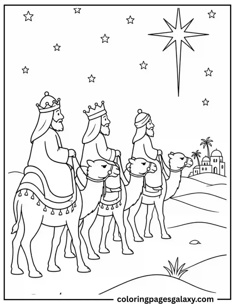 Three Wise Men Coloring Page