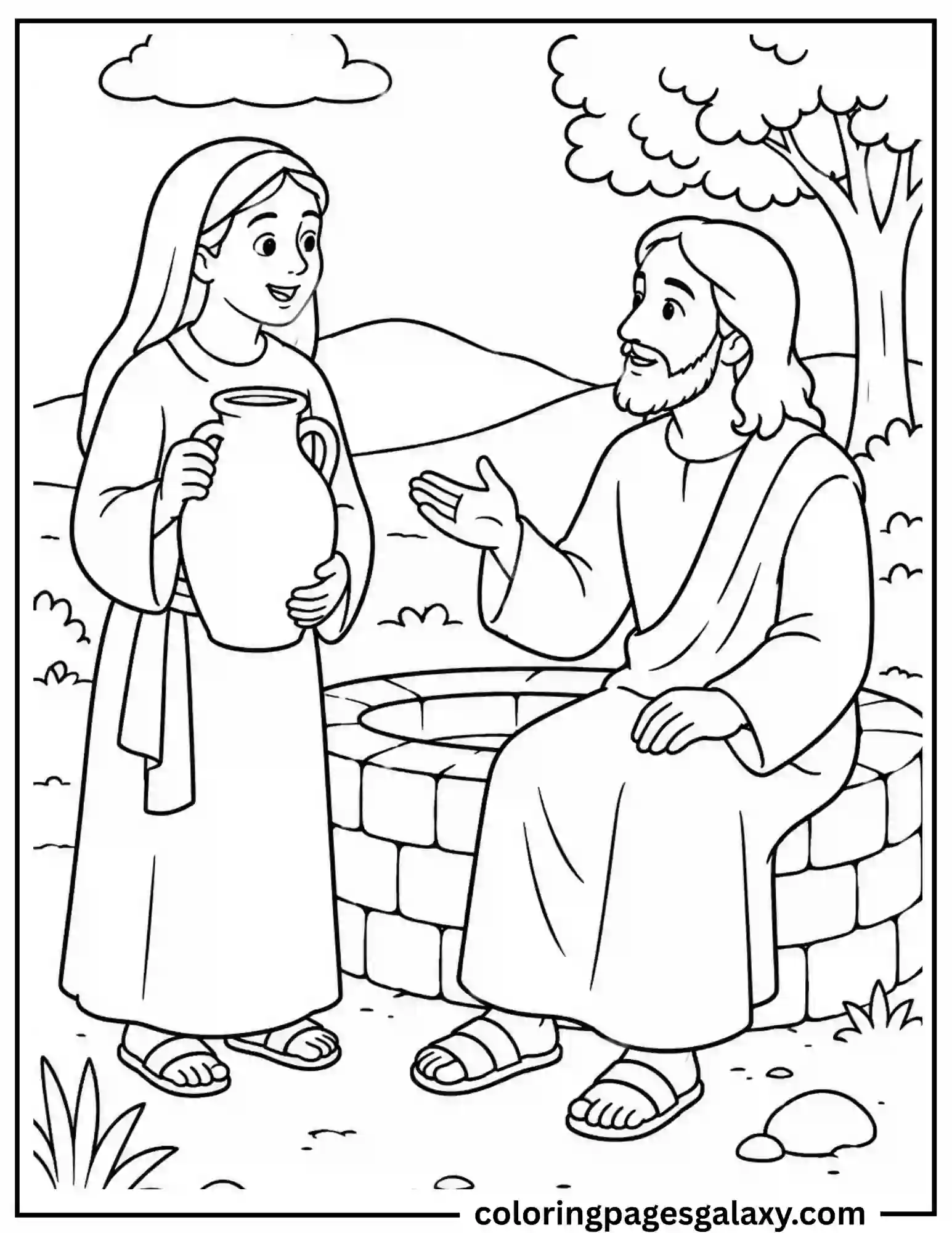 Woman At The Well Coloring Page