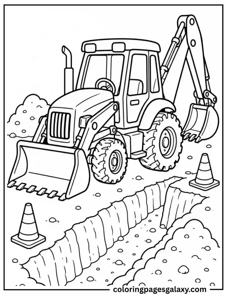 Backhoe Loader Coloring Page