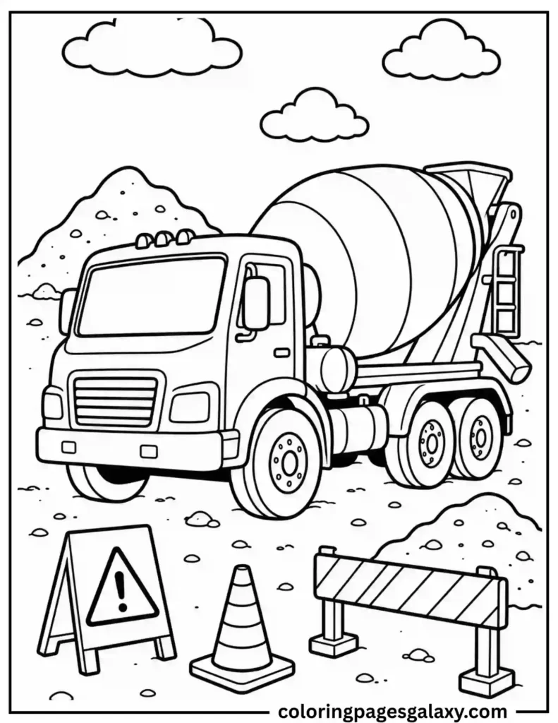 Cement Mixer Truck Coloring Page