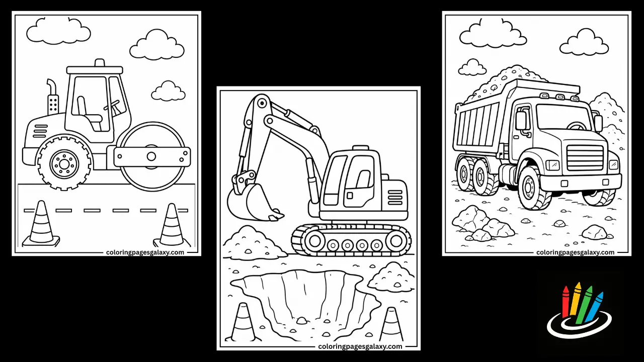 Construction Vehicles Coloring Pages For Kids