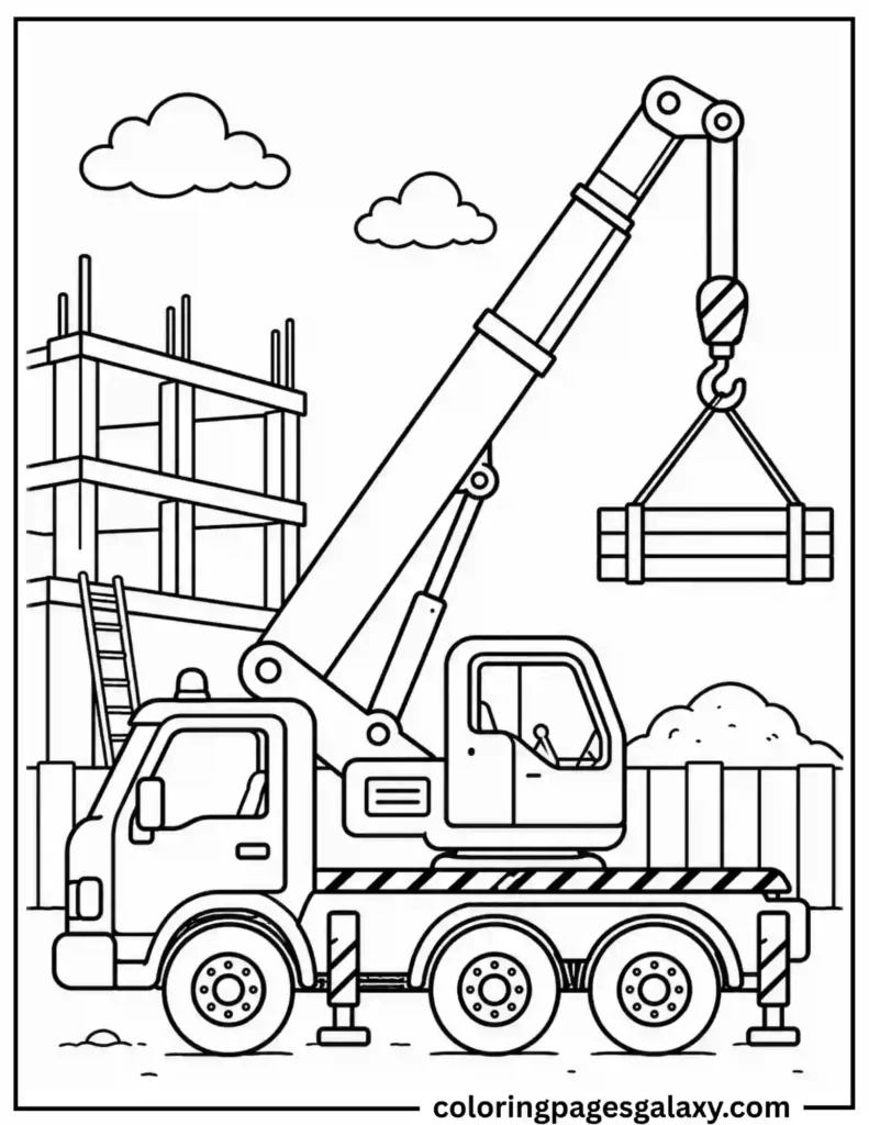 Crane Truck Coloring Page