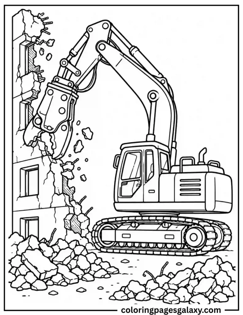 Demolition Excavator Coloring Page