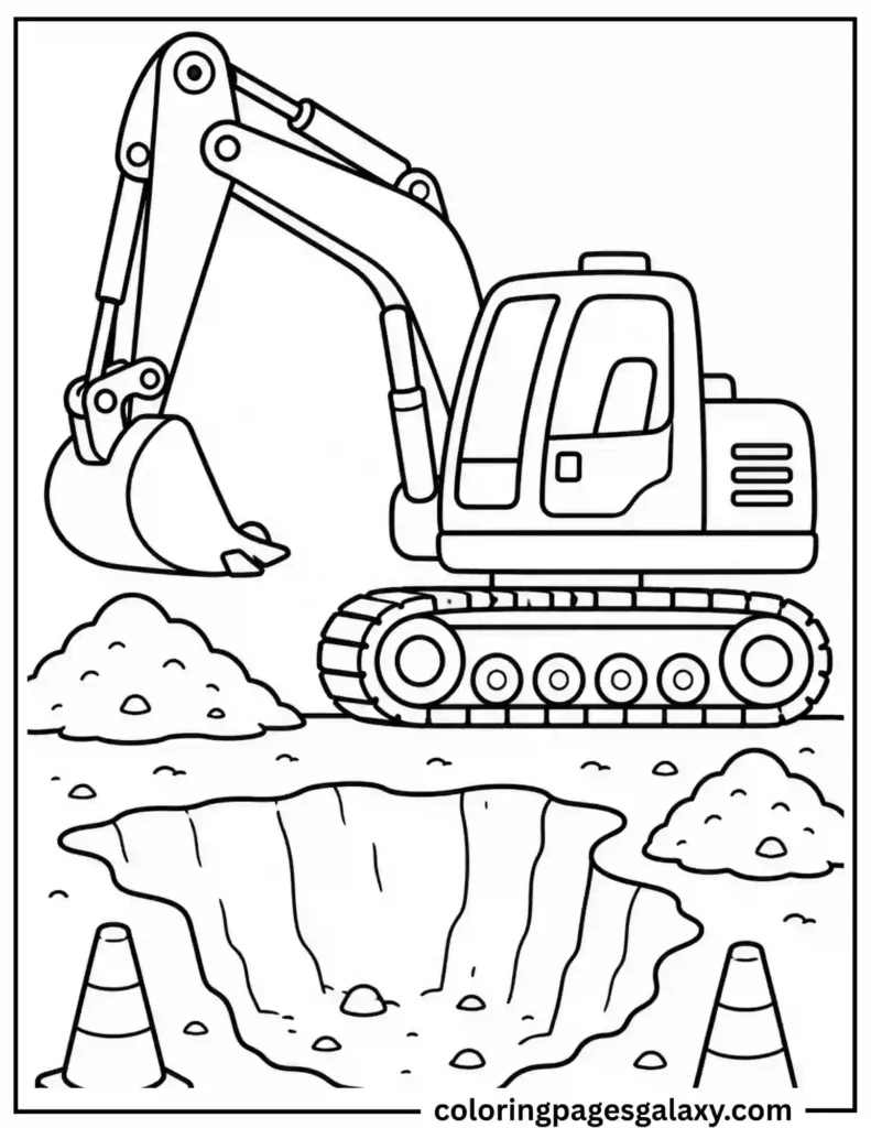 Excavator Coloring Page
