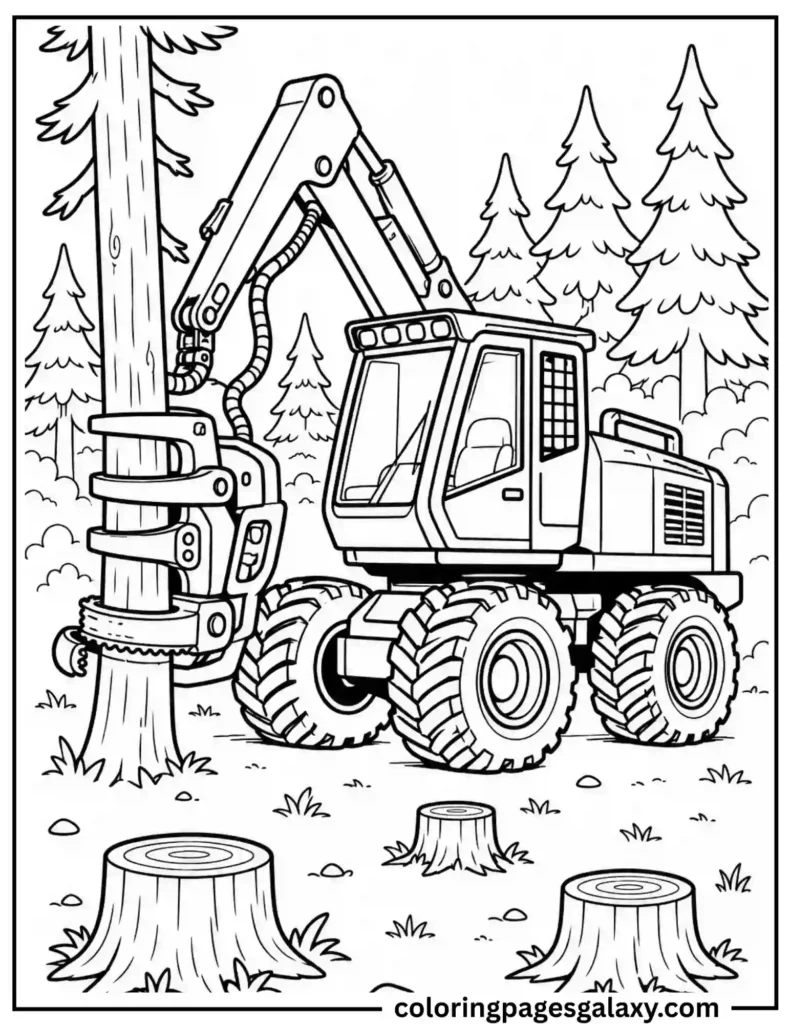 Feller Buncher Coloring Page
