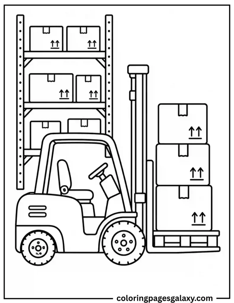 Forklift Coloring Page