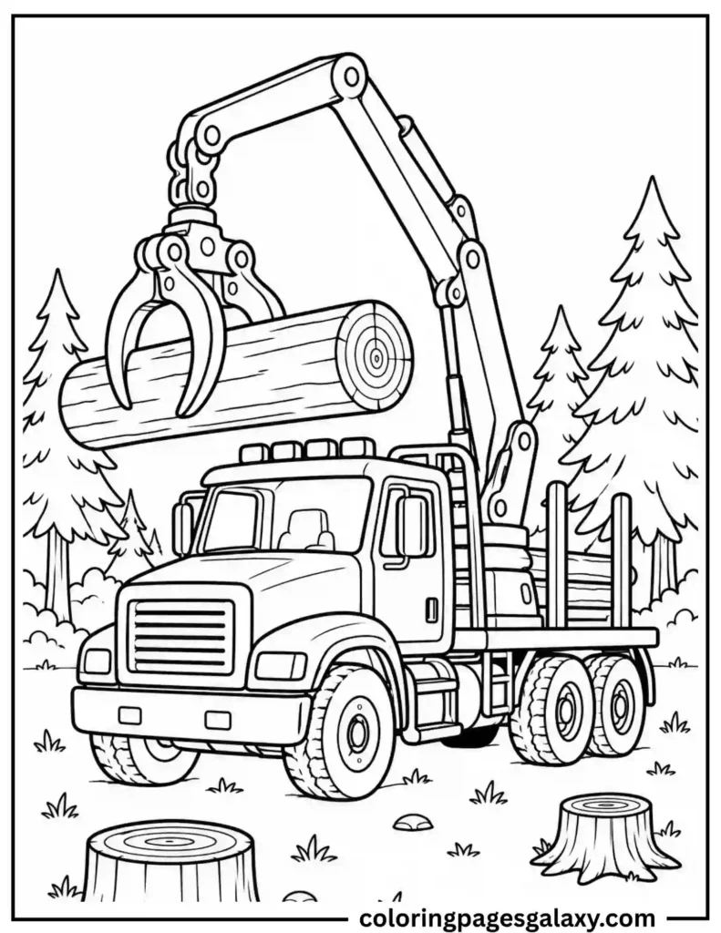 Grapple Truck Coloring Page