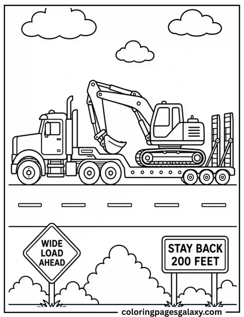 Heavy Equipment Transport Coloring Page