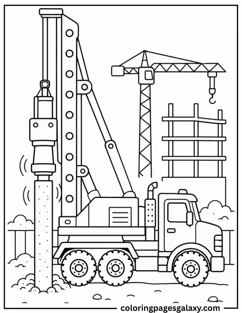 Hydraulic Pile Driver Coloring Page