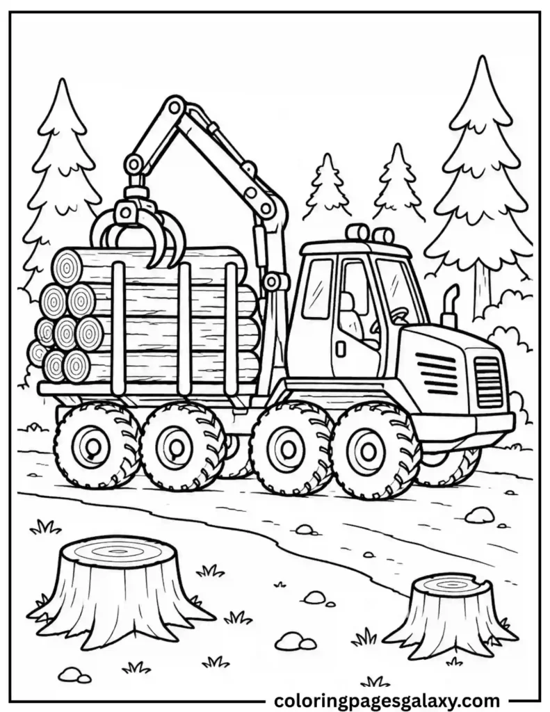 Log Truck Coloring Page