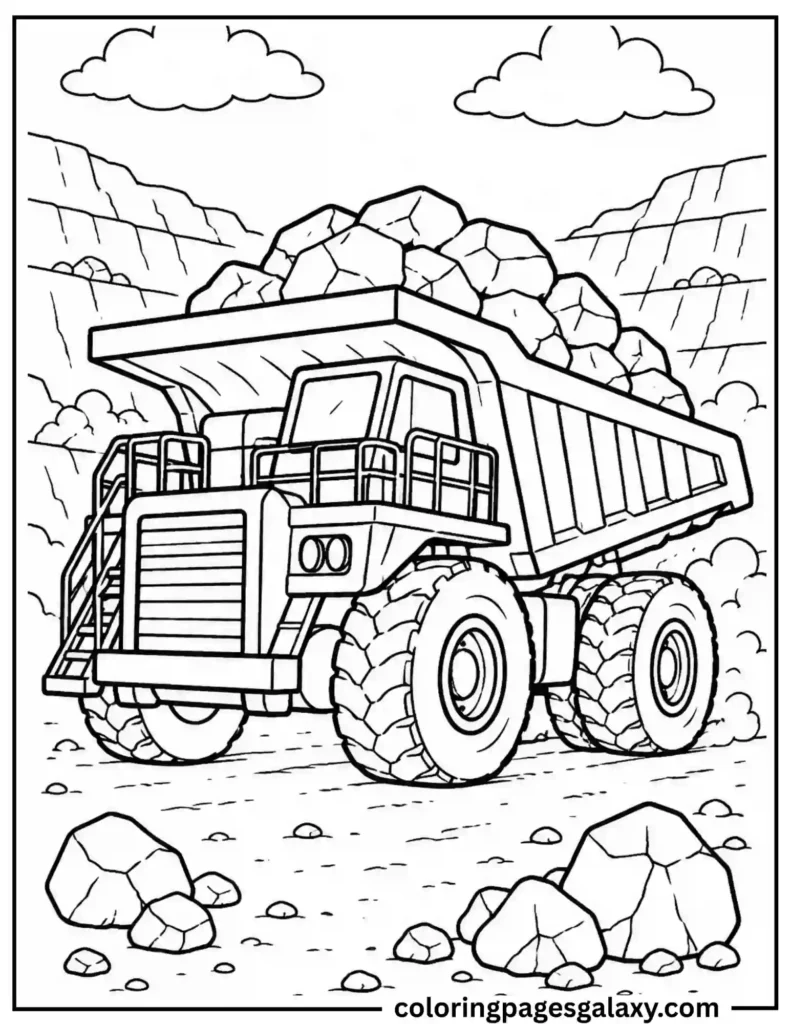 Mining Dump Truck Coloring Page