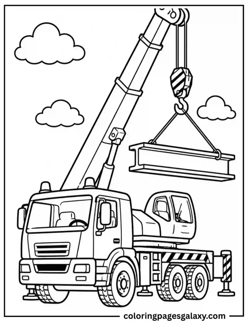 Mobile Crane Truck Coloring Page