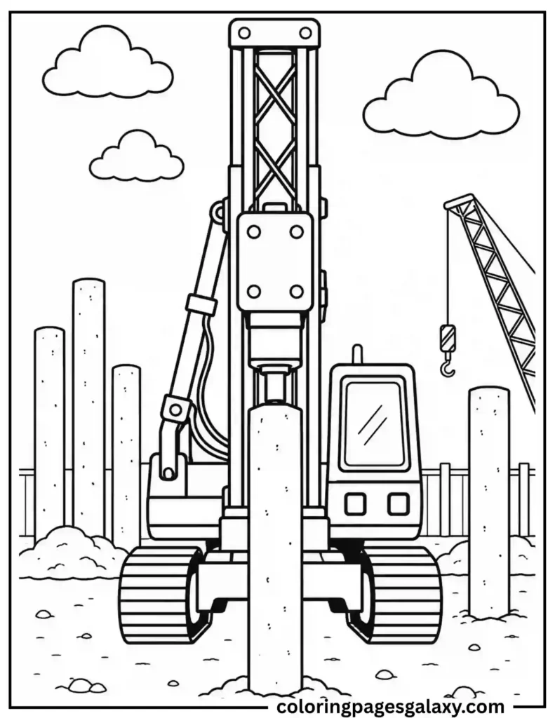 Pile Driver Coloring Page