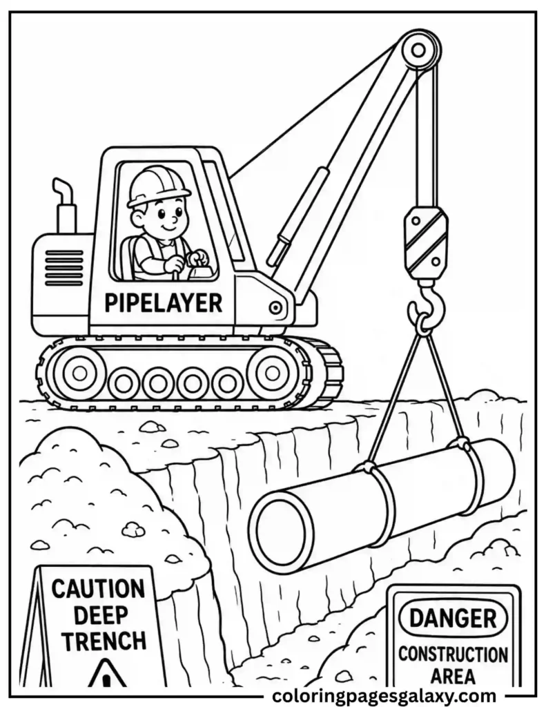 Pipelayer Coloring Page