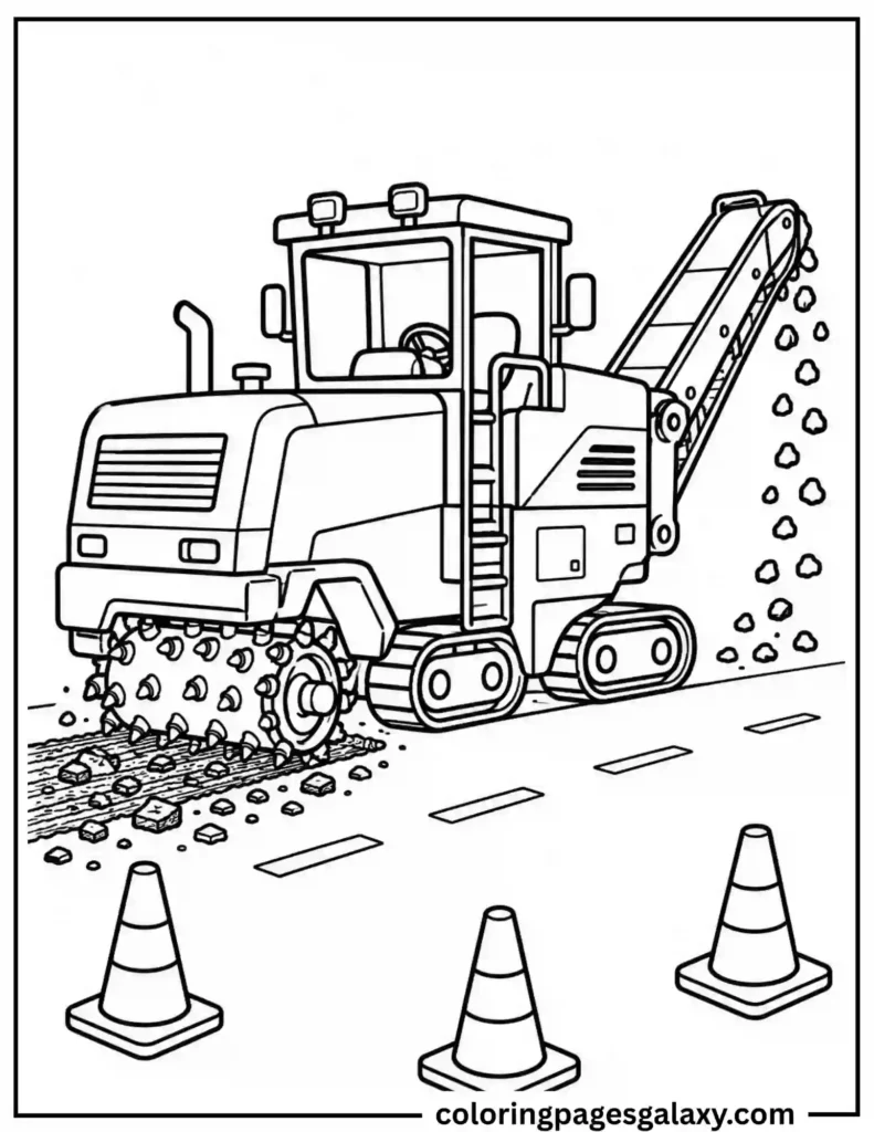 Road Milling Machine Coloring Page
