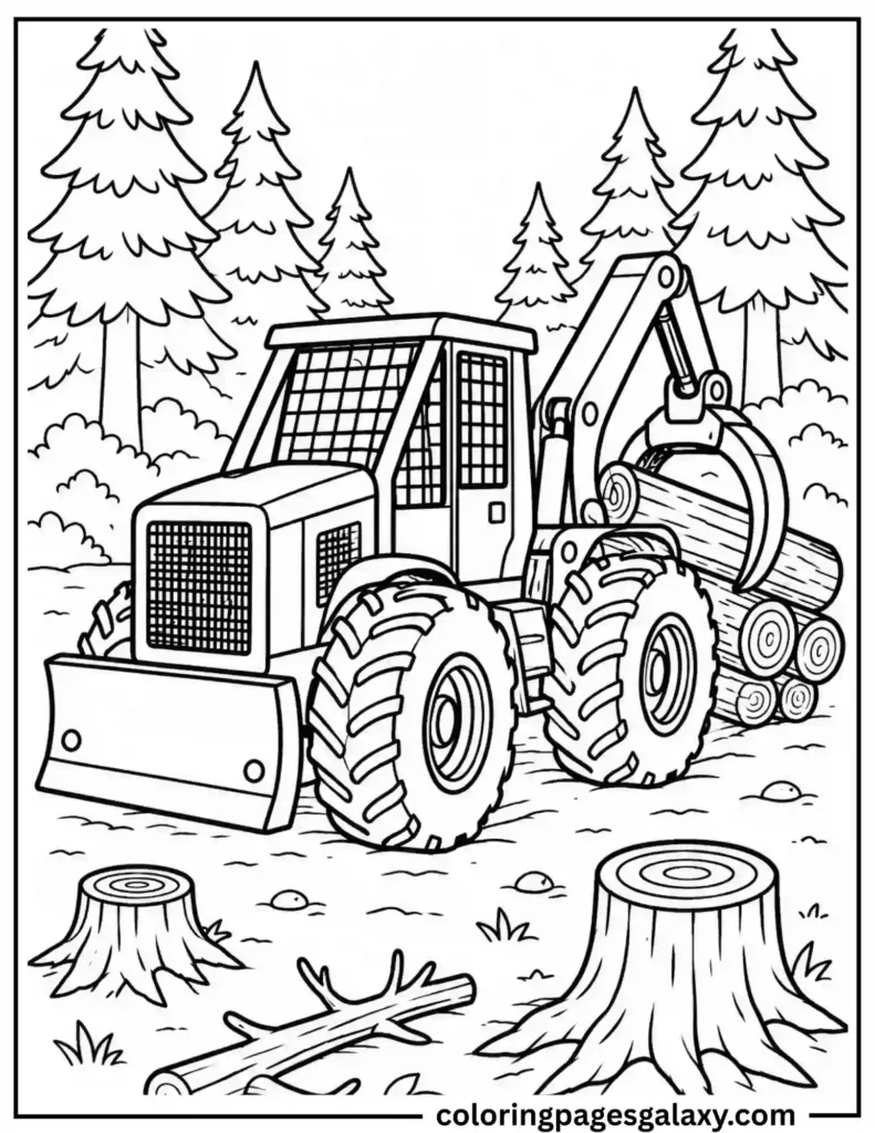 Skidder Coloring Page