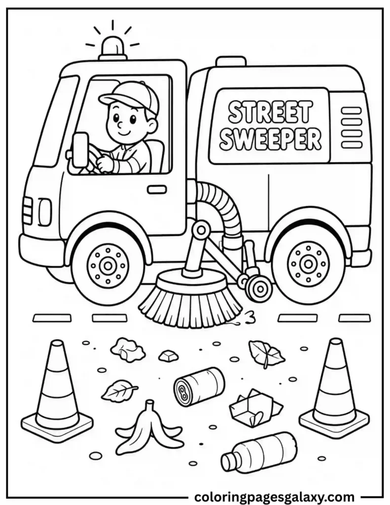 Street Sweeper Coloring Page