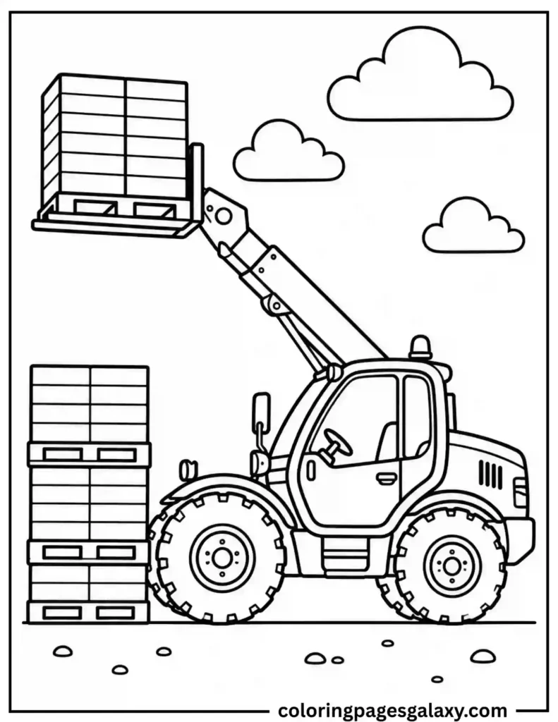 Telehandler Coloring Page