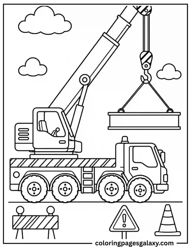 Truck Crane Coloring Page
