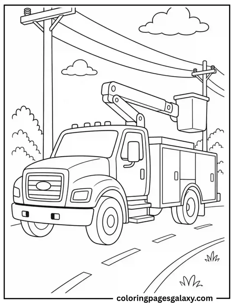 Utility Truck Coloring Page