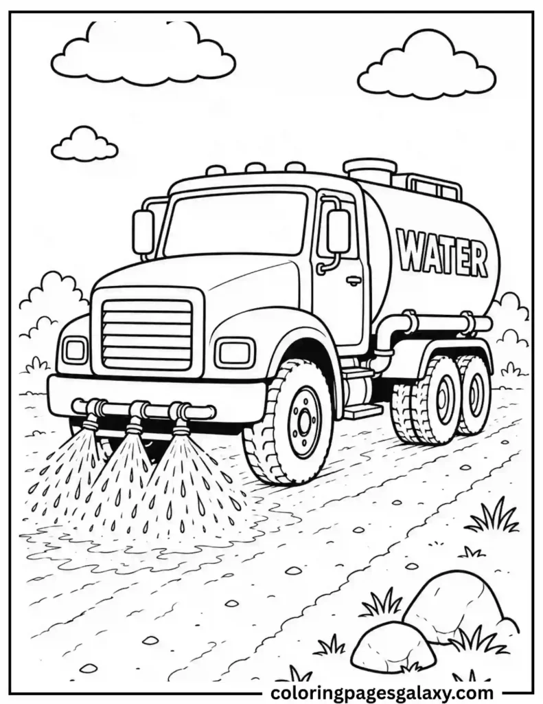 Water Truck Coloring Page