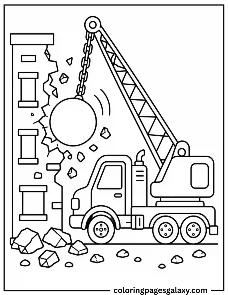 Wrecking Ball Crane Coloring Page