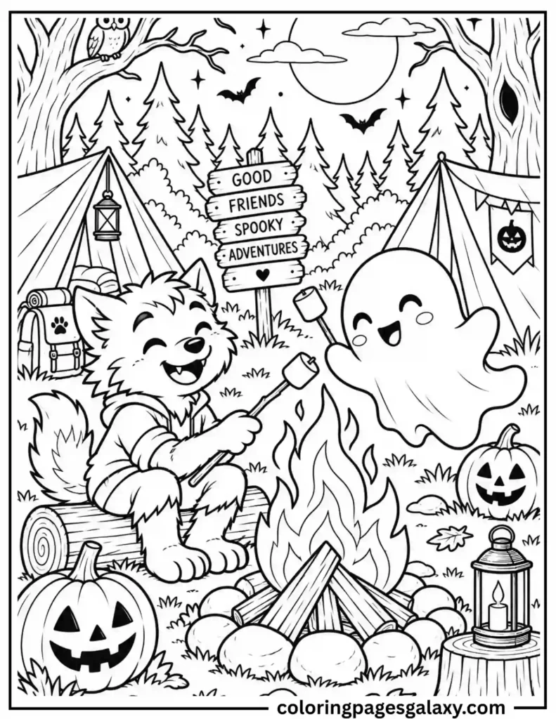 Ghost Camping Coloring Page