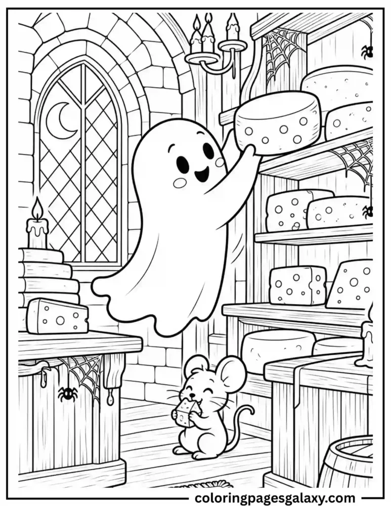 Ghost Cheese Shop Coloring Page