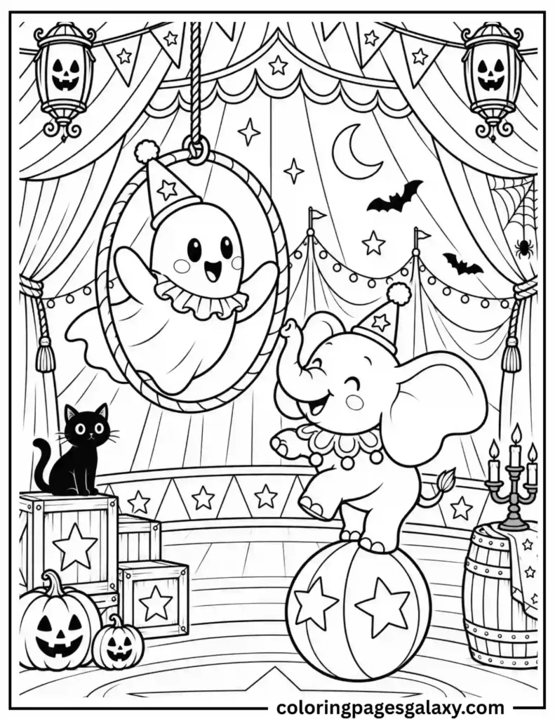Halloween Circus Coloring Page