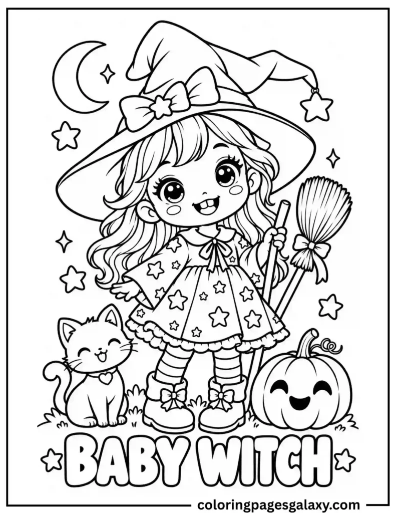 Baby Witch Coloring Page