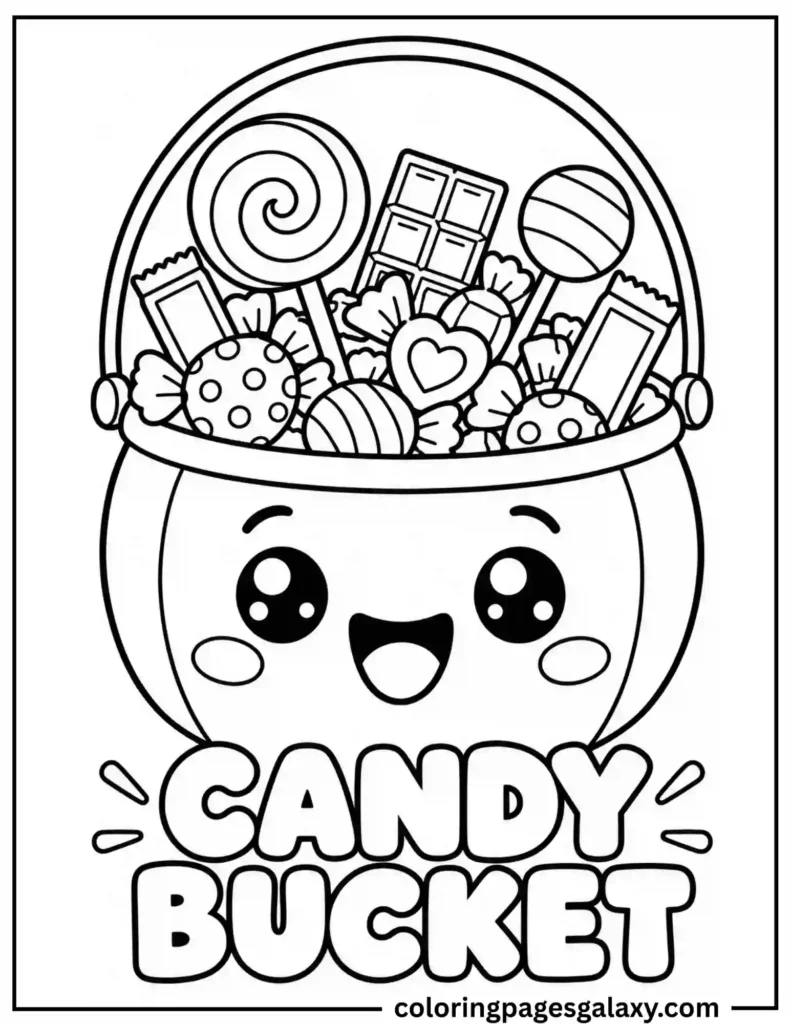 Candy Bucket Coloring Page