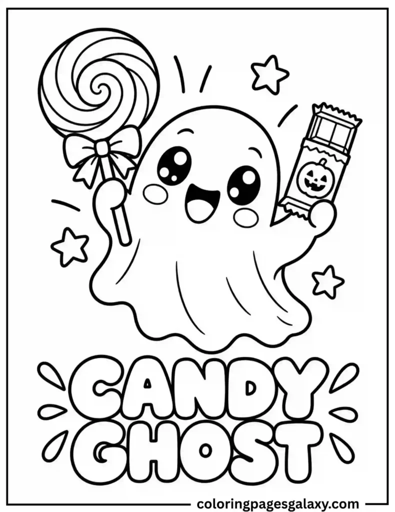 Candy Ghost Coloring Page