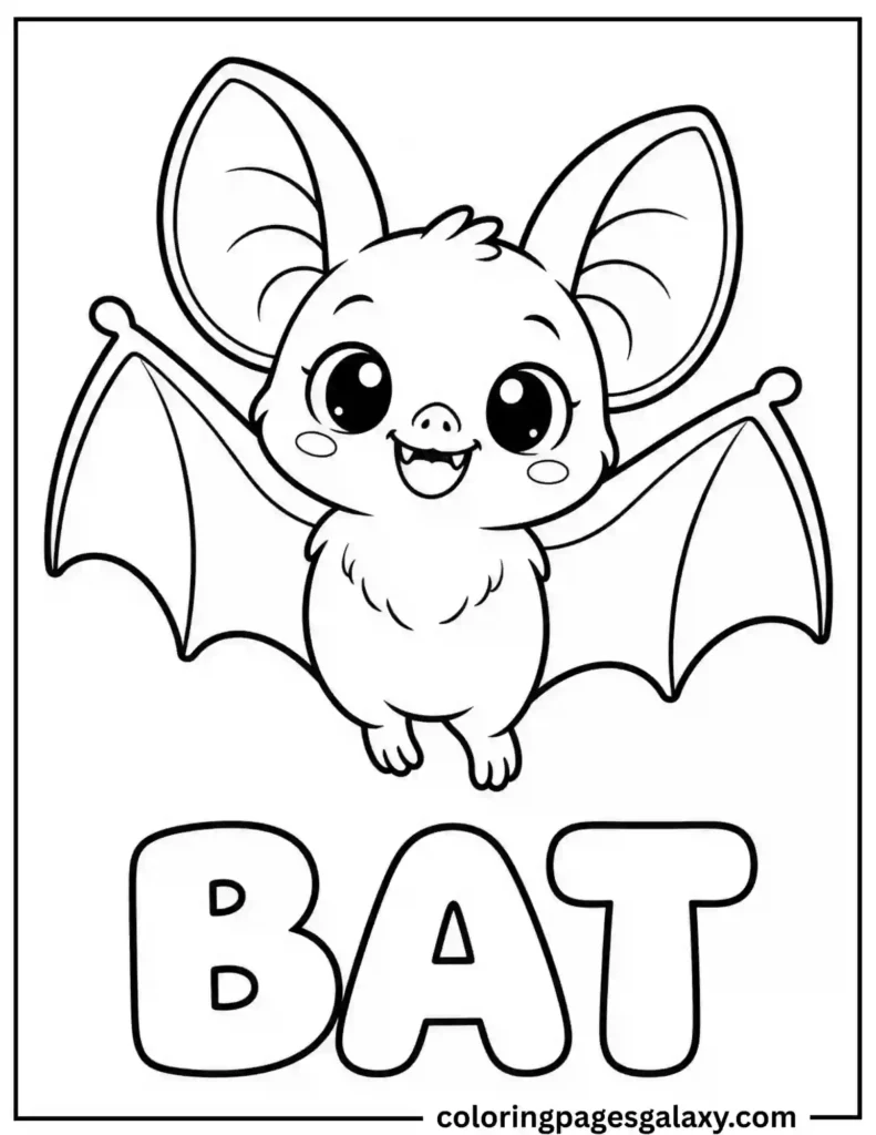 Cute Bat Coloring Page