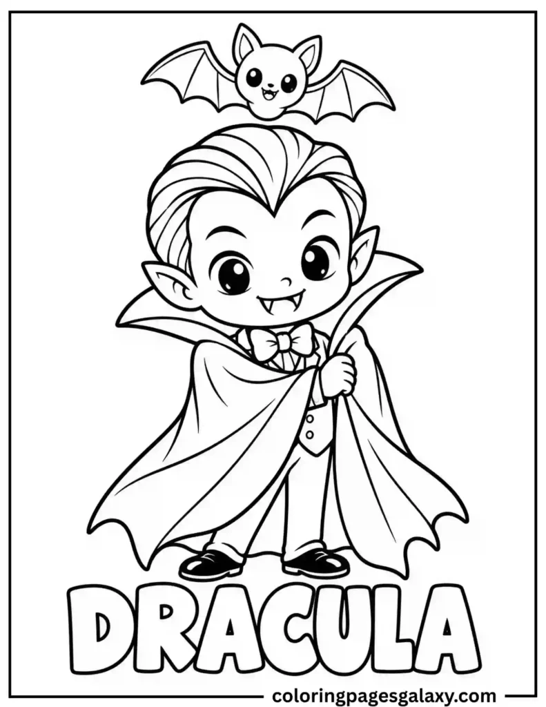 Cute Dracula Coloring Page
