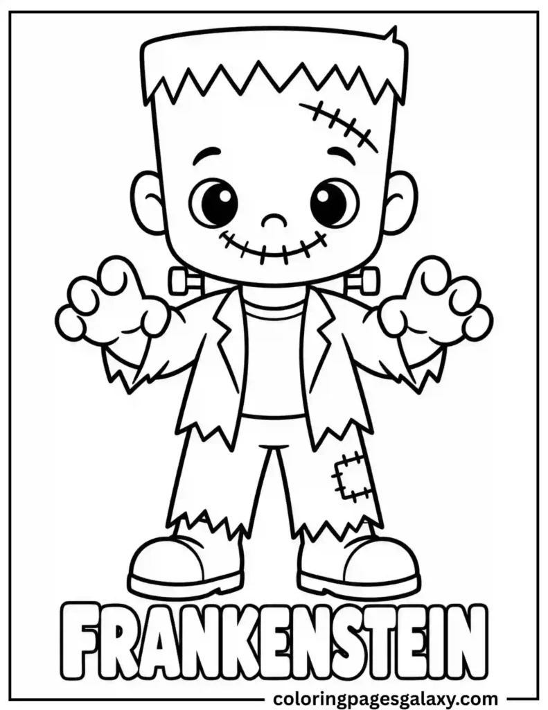 Cute Frankenstein Coloring Page
