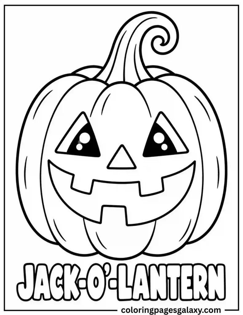Cute Jack-O’-Lantern Coloring Page