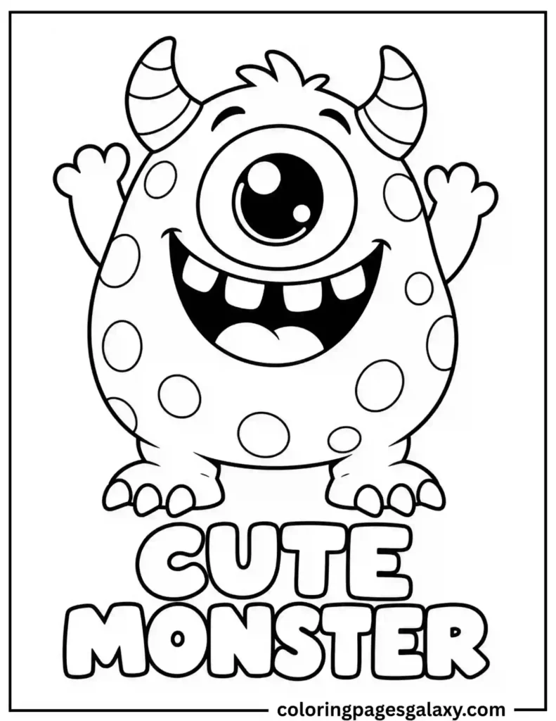 Cute One-Eyed Monster Coloring Page